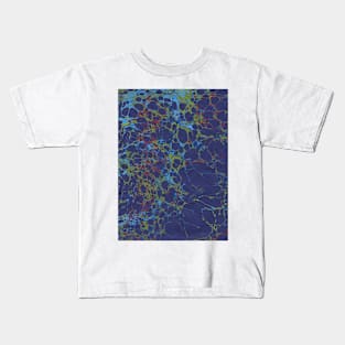 Paper marbling blues red green stones Kids T-Shirt